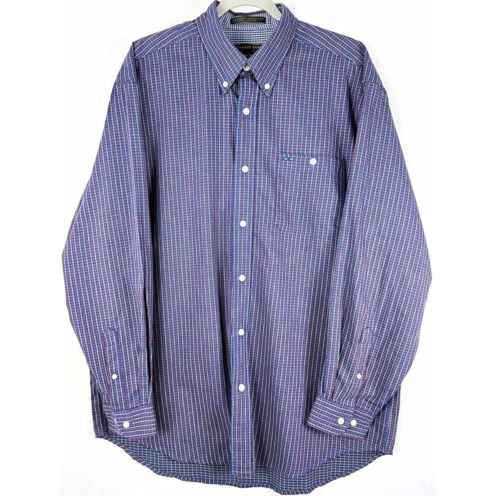 Alexander Julian Colours Men's L Multicolor Check Button Down Shirt 100% Cotton